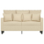 2-osobowa sofa, kremowa, 120 cm, tapicerowana tkaniną