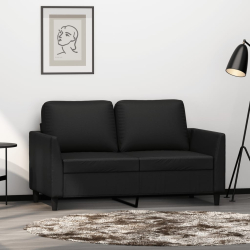 2-osobowa sofa, czarna, 120 cm, sztuczna skóra
