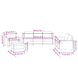 4-osobowa sofa z poduszkami, cappuccino, sztuczna skóra