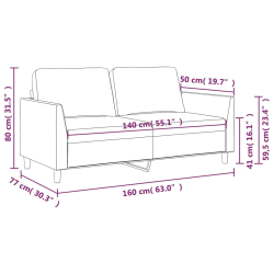 2-osobowa sofa, szary, 140 cm, sztuczna skóra