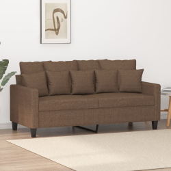 Sofa 2-osobowa, brązowa, 140 cm, tapicerowana tkaniną