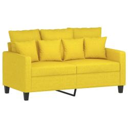 Sofa 2-osobowa, jasnożółta, 120 cm, tapicerowana tkaniną