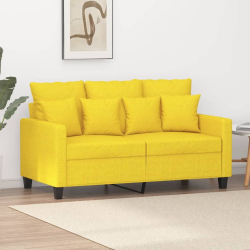 Sofa 2-osobowa, jasnożółta, 120 cm, tapicerowana tkaniną