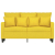 Sofa 2-osobowa, jasnożółta, 120 cm, tapicerowana tkaniną