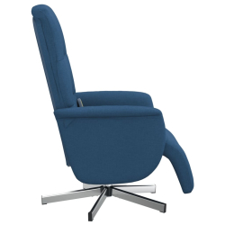 Rozkładany fotel masujący z podnóżkiem, niebieski, tkanina
