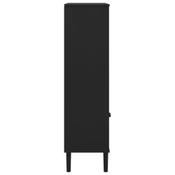 Regał SENJA, imitacja rattanu, czarny, 90x35x130 cm, sosnowy