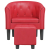 Fotel klubowy z podnóżkiem, czerwony, obity sztuczną skórą
