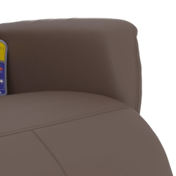 Rozkładany fotel masujący z podnóżkiem, brązowy, sztuczna skóra
