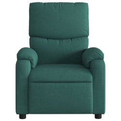 Rozkładany fotel masujący, ciemnozielony, obity tkaniną