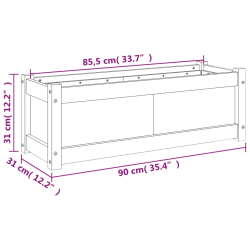 Donica ogrodowa, 90x31x31 cm, lite drewno sosnowe