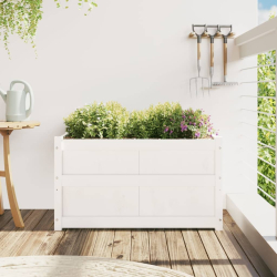 Donica ogrodowa, biała, 90x50x50 cm, lite drewno sosnowe