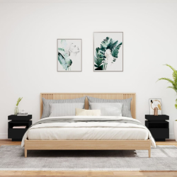 Szafki nocne z oświetleniem LED, 2 szt., czarne, 40x39x48,5 cm