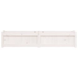 Donica ogrodowa, biała, 150x31x31 cm, lite drewno sosnowe