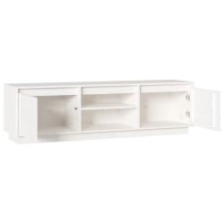 Szafka pod telewizor, biała, 140x35x40 cm, lite drewno sosnowe