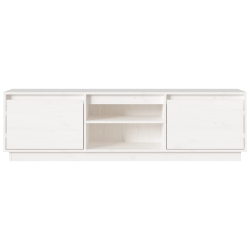 Szafka pod telewizor, biała, 140x35x40 cm, lite drewno sosnowe