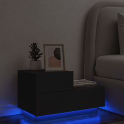 Szafka nocna z oświetleniem LED, czarna, 70x36x40,5 cm
