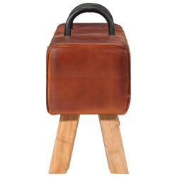 Ławeczka gimnastyczna, brązowa, 110 cm, skóra naturalna