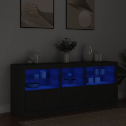 Szafka z oświetleniem LED, czarna, 162x37x67 cm