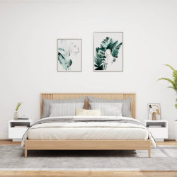 Szafki nocne z oświetleniem LED, 2 szt., białe, 40x39x37 cm