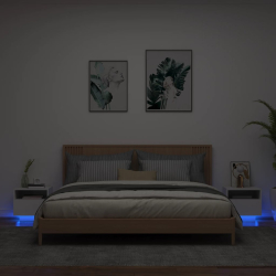 Szafki nocne z oświetleniem LED, 2 szt., białe, 40x39x37 cm