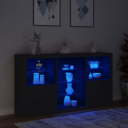 Szafka z oświetleniem LED, czarna, 181,5x37x100 cm
