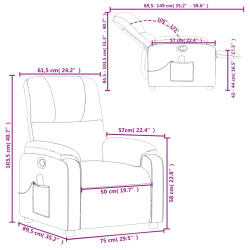 Rozkładany fotel masujący, jasnoszary, obity mikrofibrą