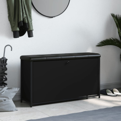Ławka na buty z uchylaną szufladą, czarna, 102x32x56 cm