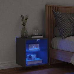 Szafka nocna z oświetleniem LED, ścienna, czarna