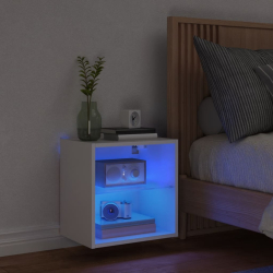 Szafka nocna z oświetleniem LED, ścienna, biała