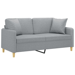 2-osobowa sofa z poduszkami, jasnoszara, 140 cm, tkanina