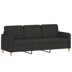 3-osobowa sofa z poduszkami, czarna, 180 cm, tkanina