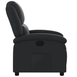 Rozkładany fotel, czarny, skóra naturalna