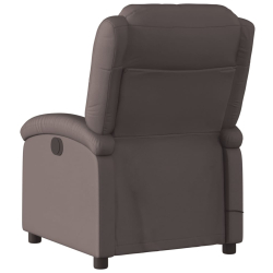 Rozkładany fotel masujący, ciemny brąz, skóra naturalna