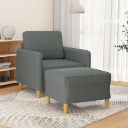 Fotel z podnóżkiem, ciemnoszary, 60 cm, obity tkaniną