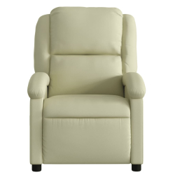 Rozkładany fotel, kremowy, skóra naturalna