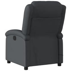 Rozkładany fotel masujący, czarny, skóra naturalna