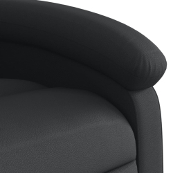 Rozkładany fotel masujący, czarny, skóra naturalna