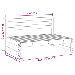 Sofa środkowa do ogrodu, 120x80 cm, lite drewno sosnowe