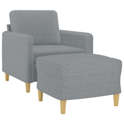 Fotel z podnóżkiem, jasnoszary, 60 cm, obity tkaniną