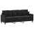 3-osobowa sofa z podnóżkiem, czarna, 180 cm, aksamit