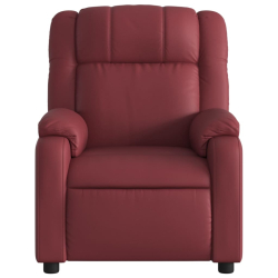 Rozkładany fotel masujący, winna czerwień, obity sztuczną skórą