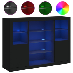 Szafki z oświetleniem LED, 3 szt., czarne