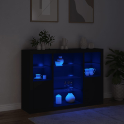Szafki z oświetleniem LED, 3 szt., czarne