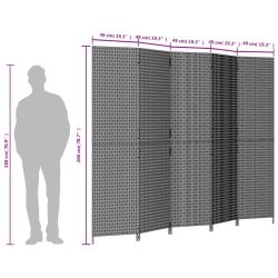 Parawan 5-panelowy, beżowy, polirattan