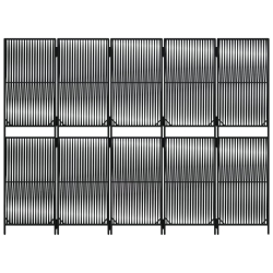 Parawan 5-panelowy, czarny, polirattan