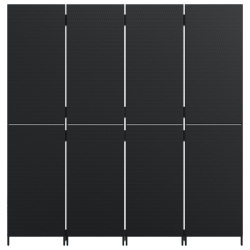 Parawan 4-panelowy, czarny, polirattan