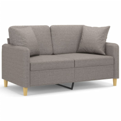 2-osobowa sofa z poduszkami, taupe, 120 cm, tkanina