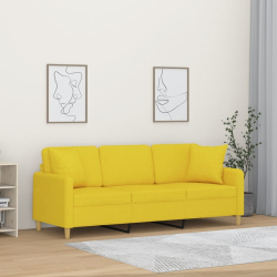 3-osobowa sofa wypoczynkowa z poduszkami, jasnożółta, 180 cm