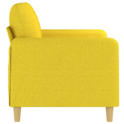 Sofa 2-osobowa, jasnożółta, 120 cm, tapicerowana tkaniną
