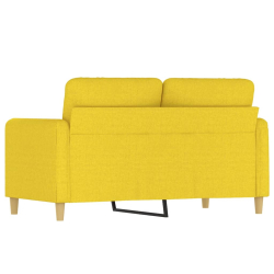Sofa 2-osobowa, jasnożółta, 120 cm, tapicerowana tkaniną